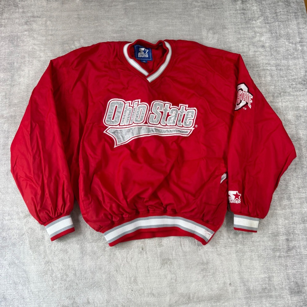 VTG Ohio State Buckeyes Jacket Mens Large Red 90s Starter Windbreaker Pullover